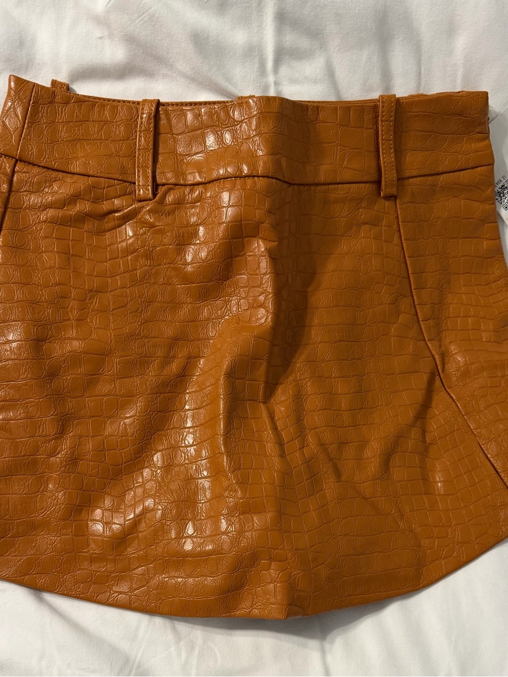 Women’s Faux Leather Croc-Embossed Mini Skirt - Rust